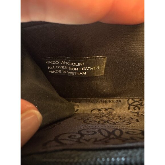 Enzo Angiolini Black Vegan Leather Zip-Around Wristlet Wallet Card Slots Pocket - Picture 6 of 6